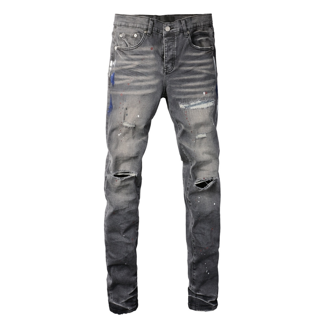Purple Paint Grey Jeans