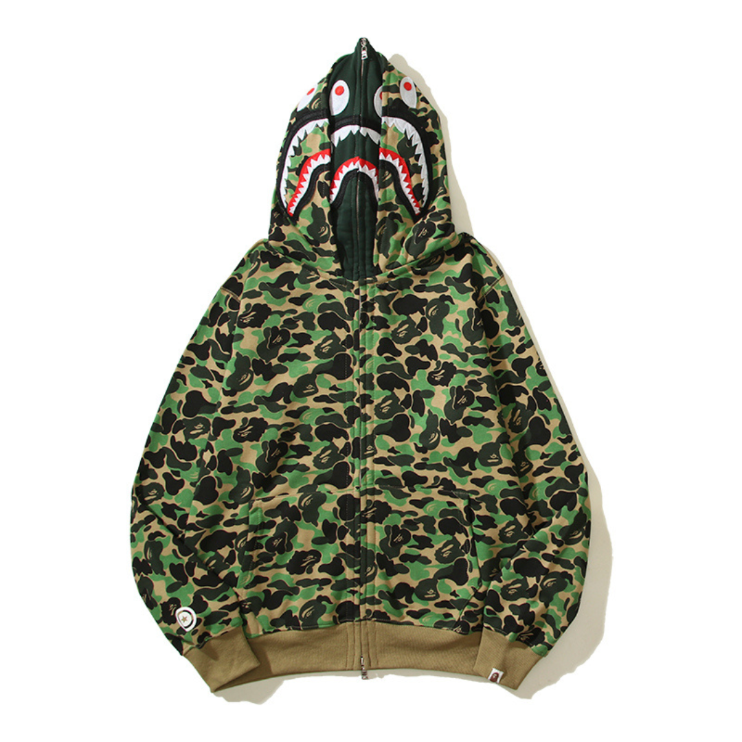 Green Pattern Hooded Jacket