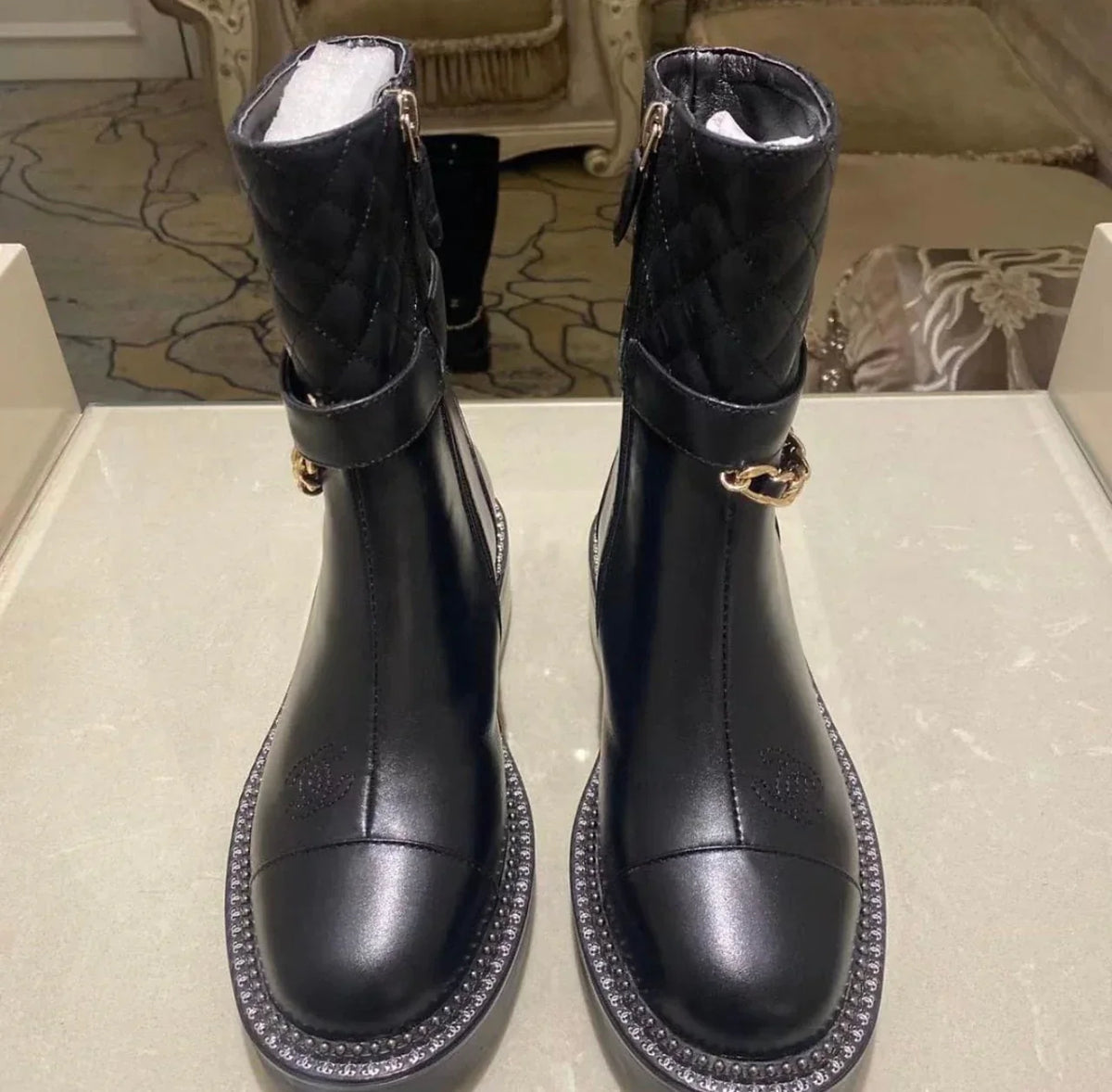 "GG" Gold Chain Boots