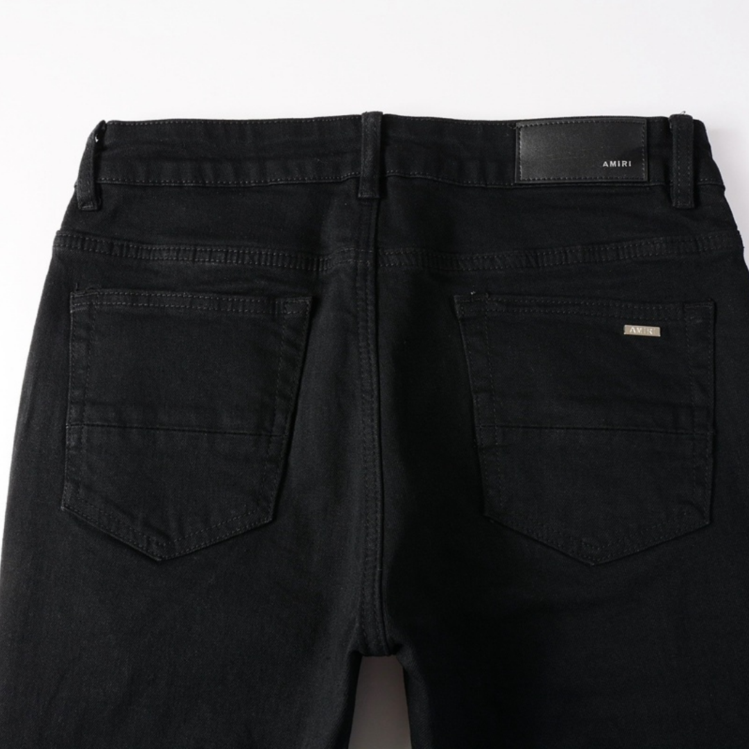 Amr Ripped White Logo Jeans