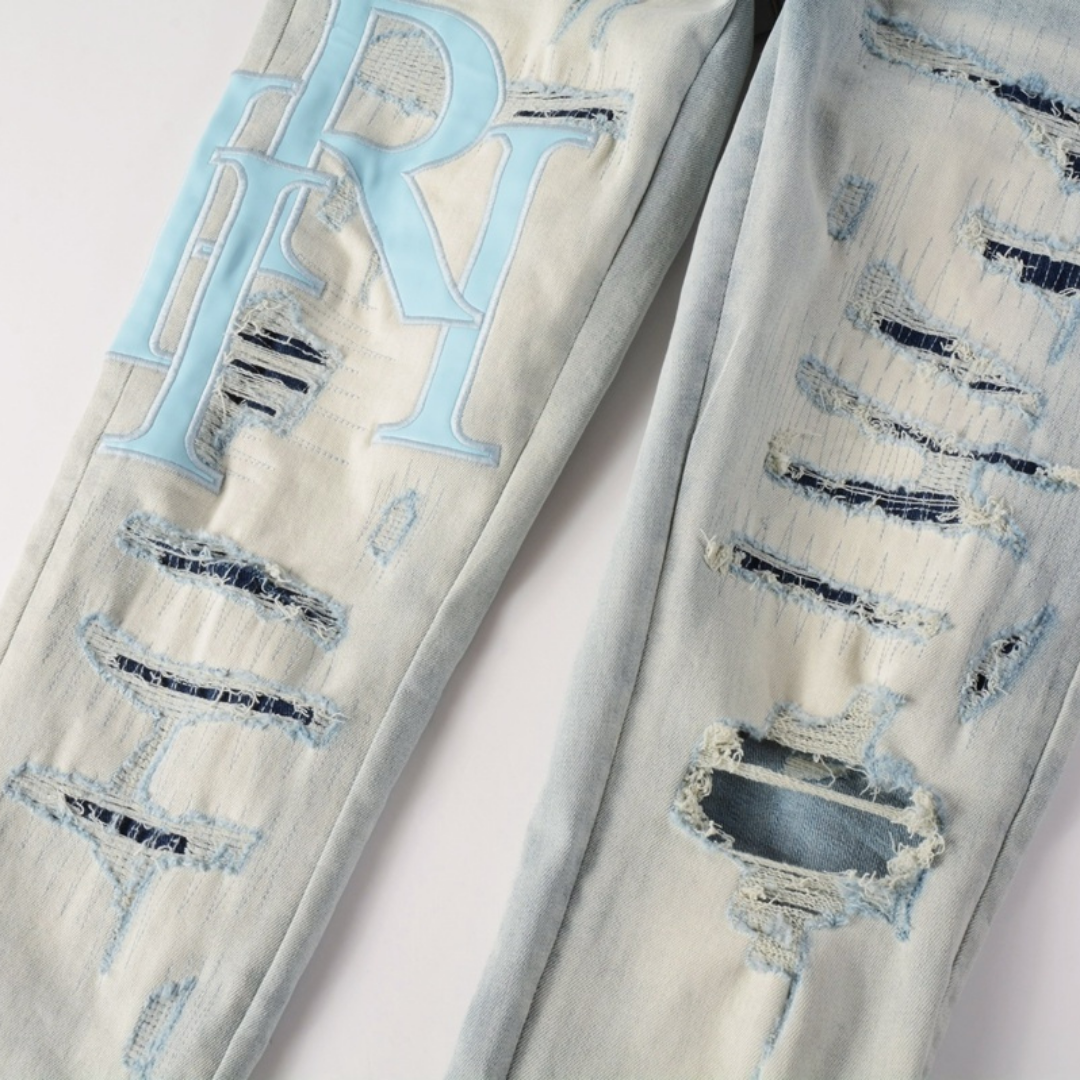 Amr Staggered Light Blue Jeans