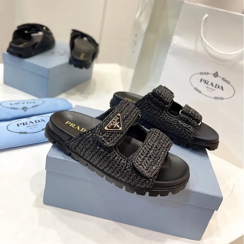 "PRD" Raffia Sandals