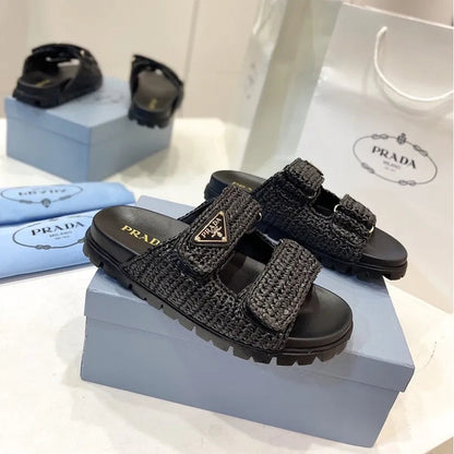 "PRD" Raffia Sandals