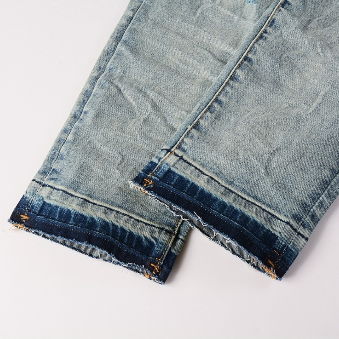 Purple Ripped Blue Jeans