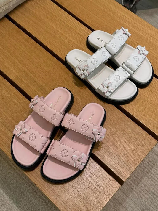 "LV" Sandalen Rose/White