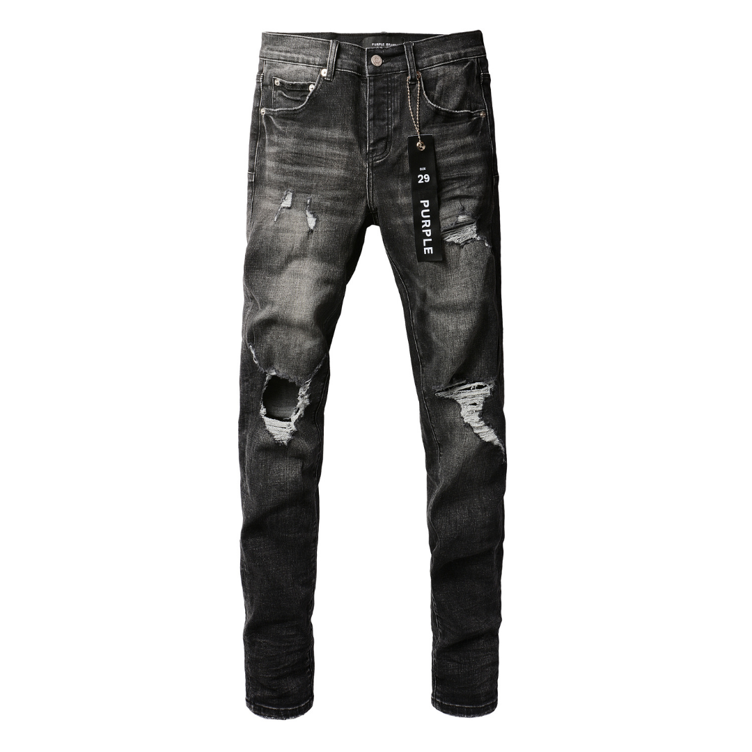 Purple Ripped Grey Black Jeans