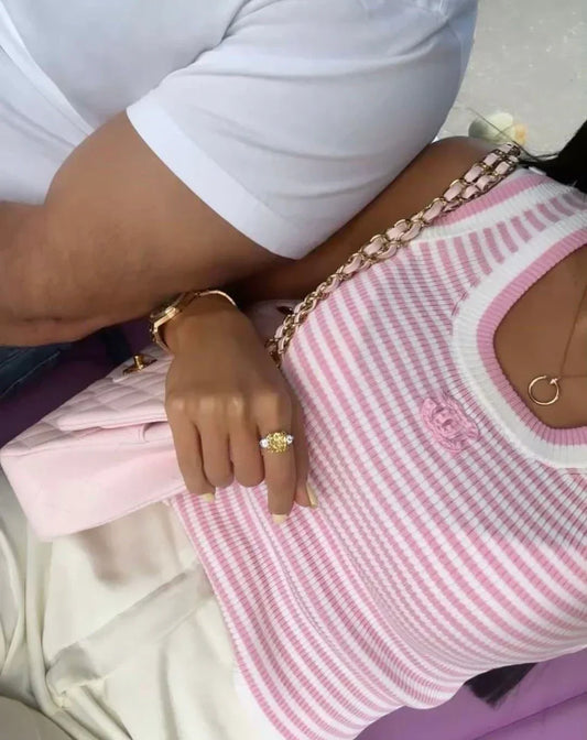 "CC" Pink Stripe Top