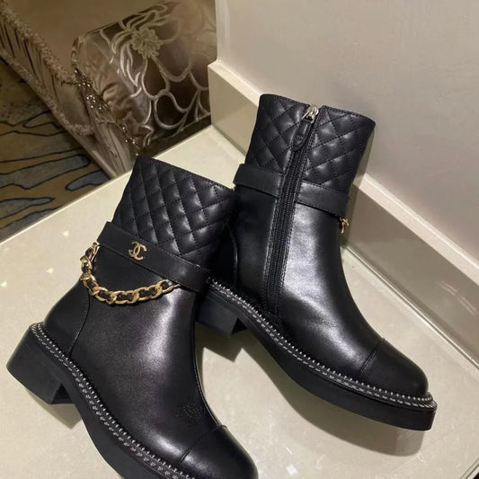 "GG" Gold Chain Boots