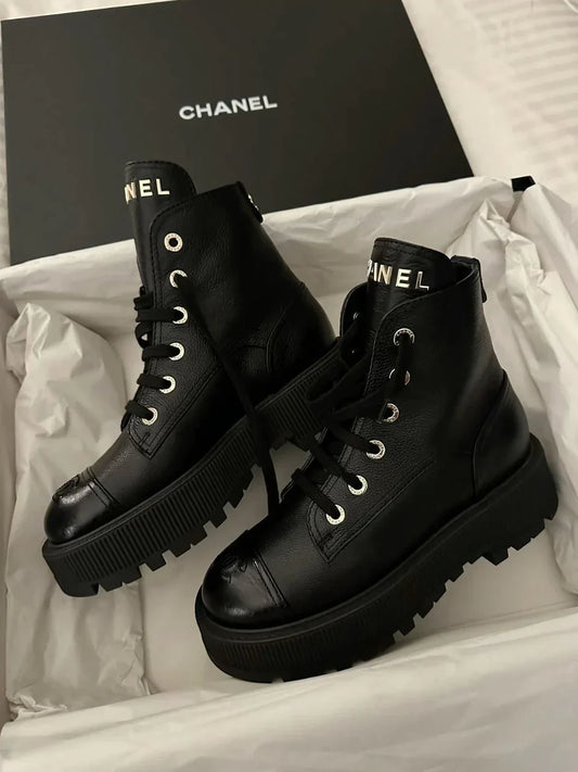 "CC" Lace Up Ankle Boots