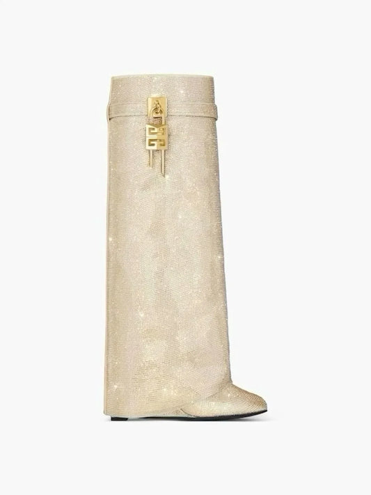 "SHARK" Glitzer Boots Gold