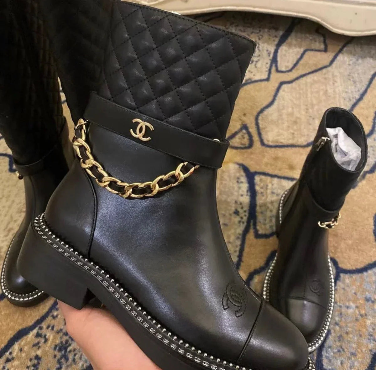 "GG" Gold Chain Boots