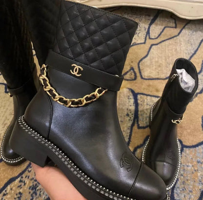 "GG" Gold Chain Boots