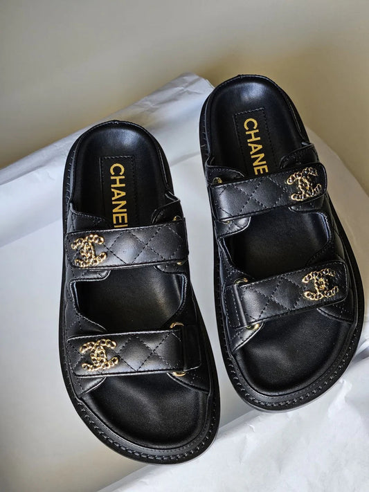 "CC" Black Strap Sandals